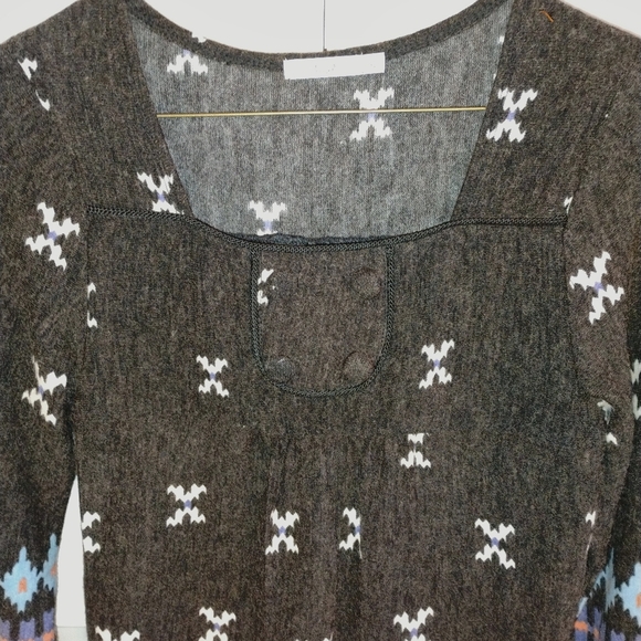 Hazel Anthropology Gray Pattern Sweater Dress Size Small - Picture 7 of 8